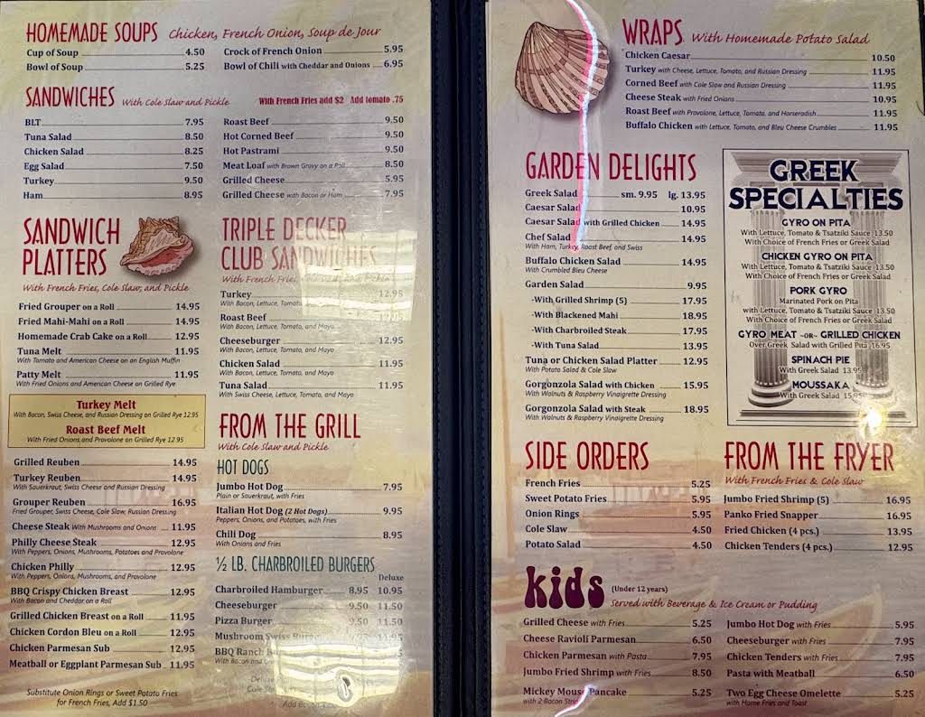 Key West Diner Menu 1